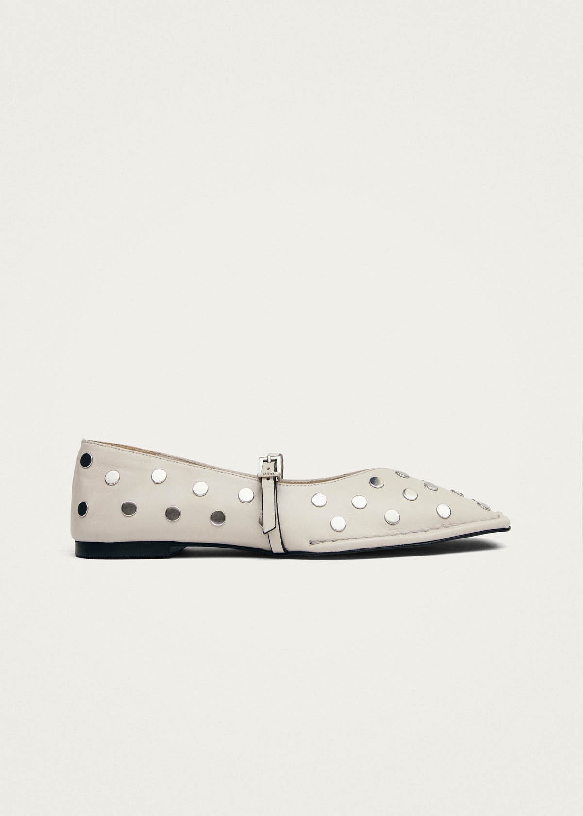 Sway All Studs Cream Leather Ballet Flats
