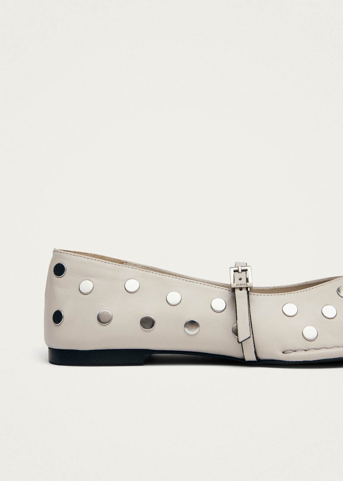 Sway All Studs Cream Leather Ballet Flats