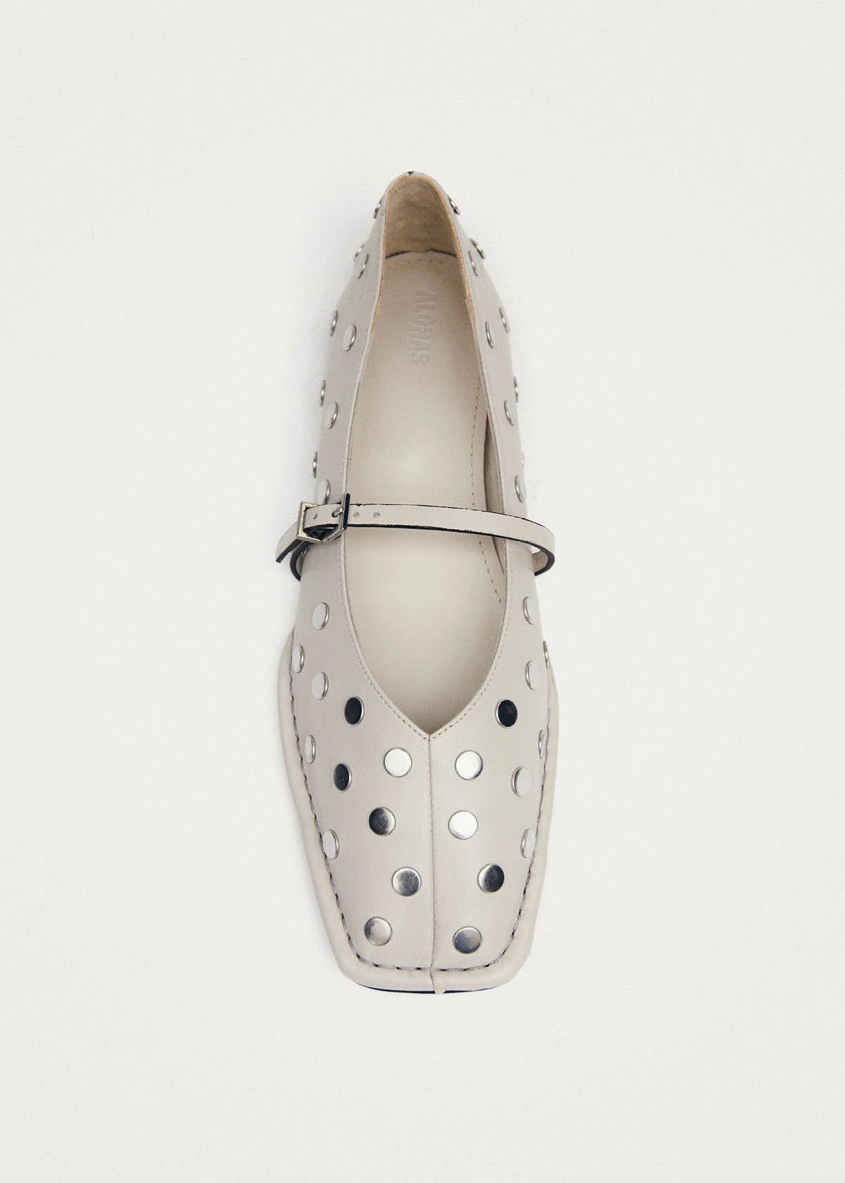 Sway All Studs Cream Leather Ballet Flats