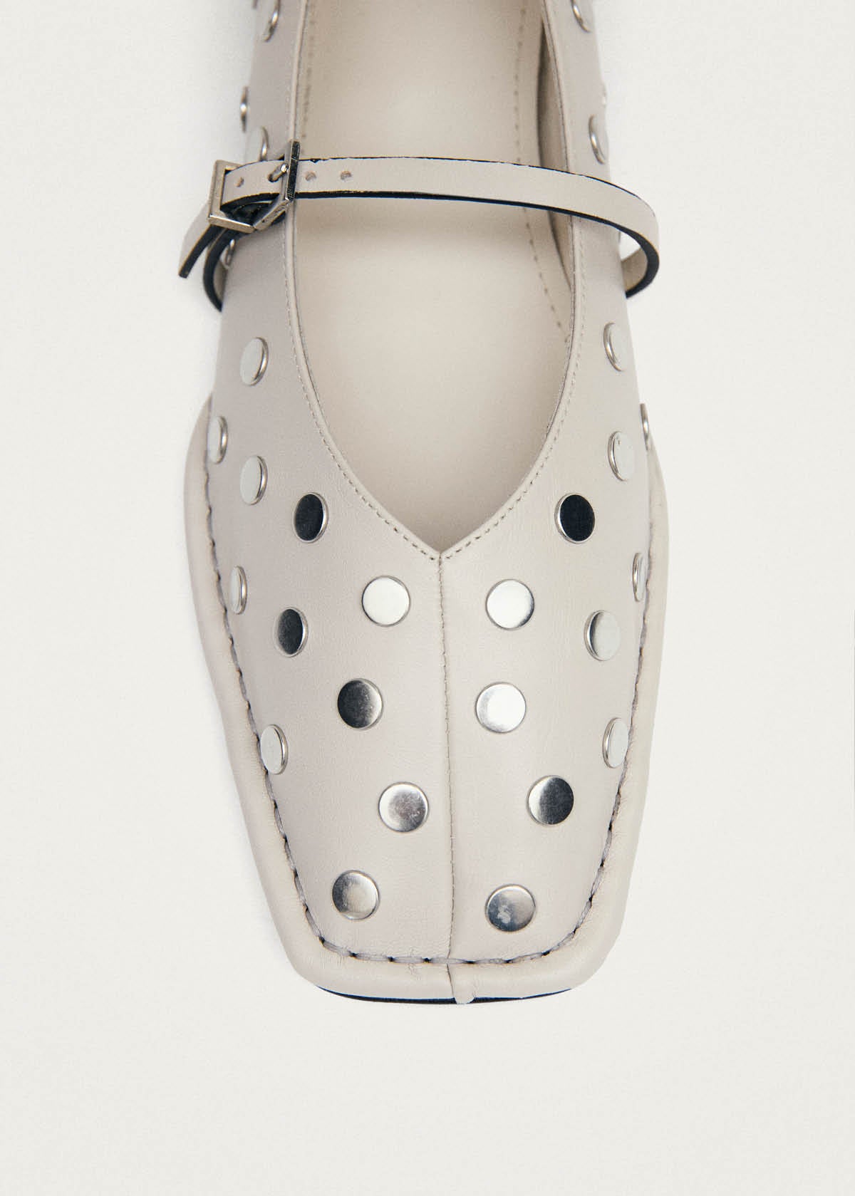Sway All Studs Cream Leather Ballet Flats