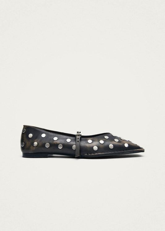 Sway All Studs Vintage-Effekt Dunkelbraune Leder-Ballerinas-image