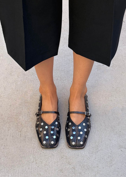Sway All Studs Vintage-Effekt Dunkelbraune Leder-Ballerinas-image