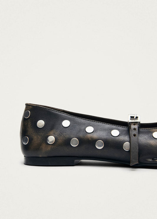 Sway All Studs Vintage-Effekt Dunkelbraune Leder-Ballerinas-image