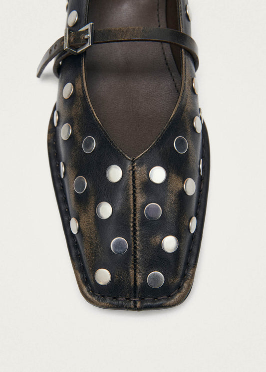 Sway All Studs Vintage-Effekt Dunkelbraune Leder-Ballerinas-image