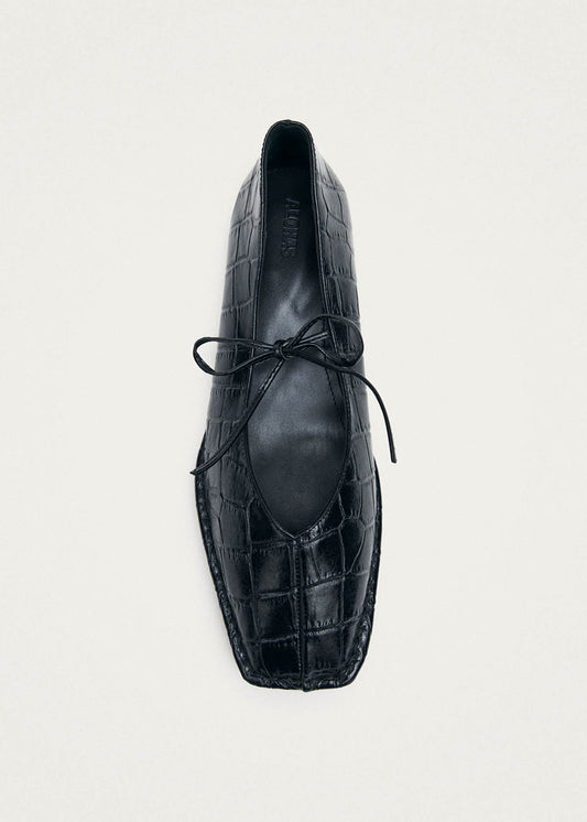 Ballerines en cuir noir Sway Croco-image