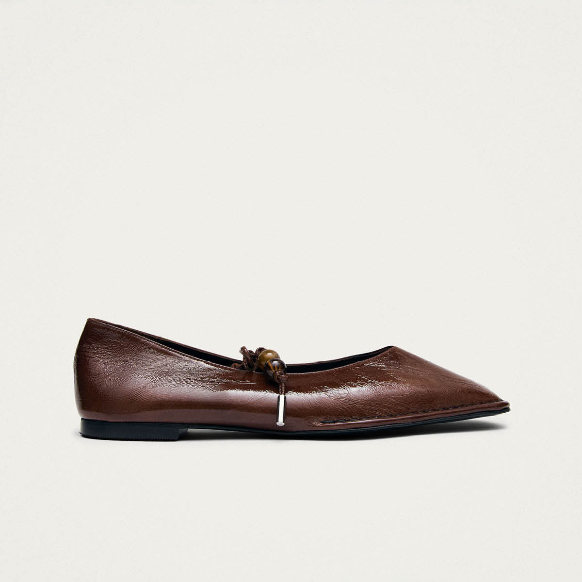 Sway Beads Rift Brown Leather Ballet Flats