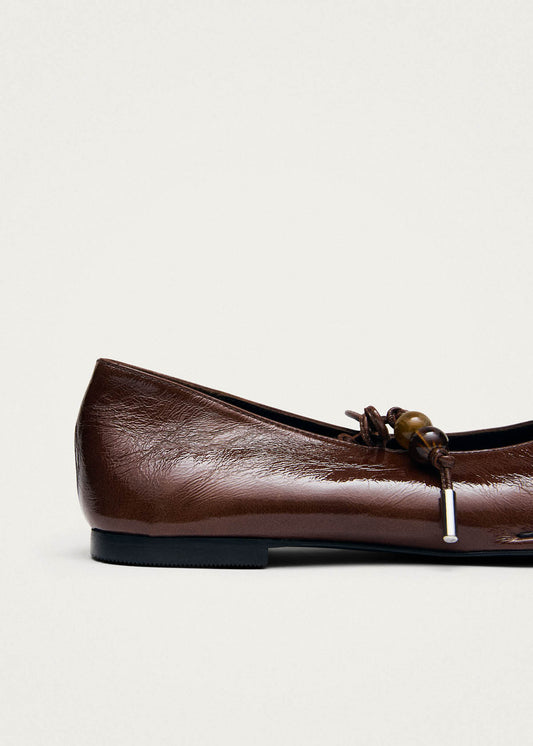 Sway Beads Rift Brown Leather Ballet Flats-image