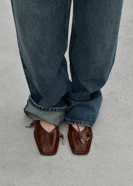 Sway Beads Rift Brown Leather Ballet Flats-image