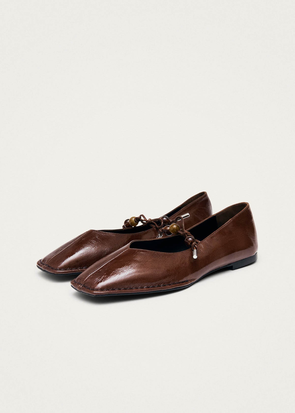 Sway Beads Rift Brown Leather Ballet Flats