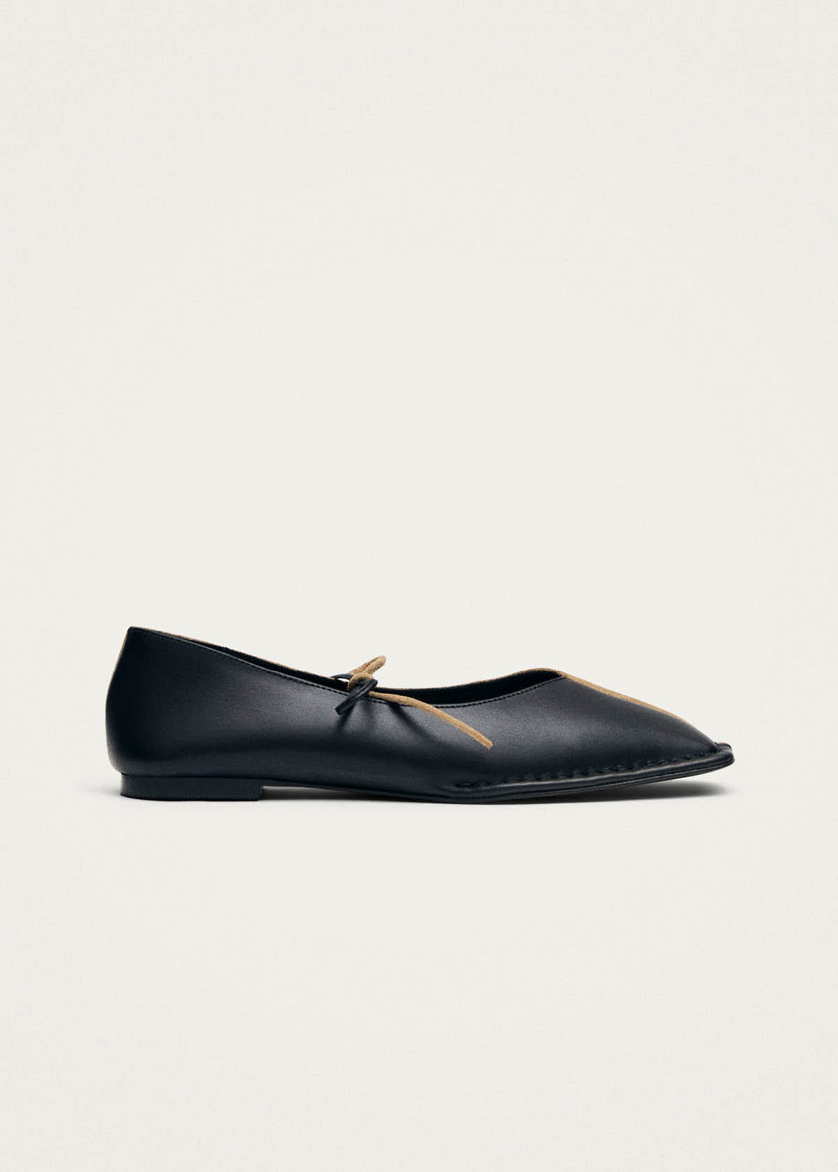 Sway Bicolor Suede Black Beige Leather Ballet Flats