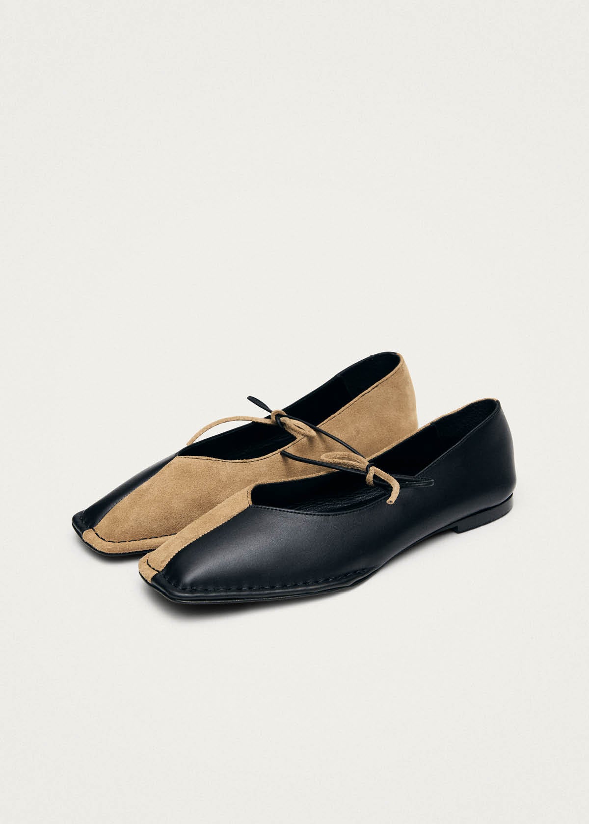 Sway Bicolor Suede Black Beige Leather Ballet Flats