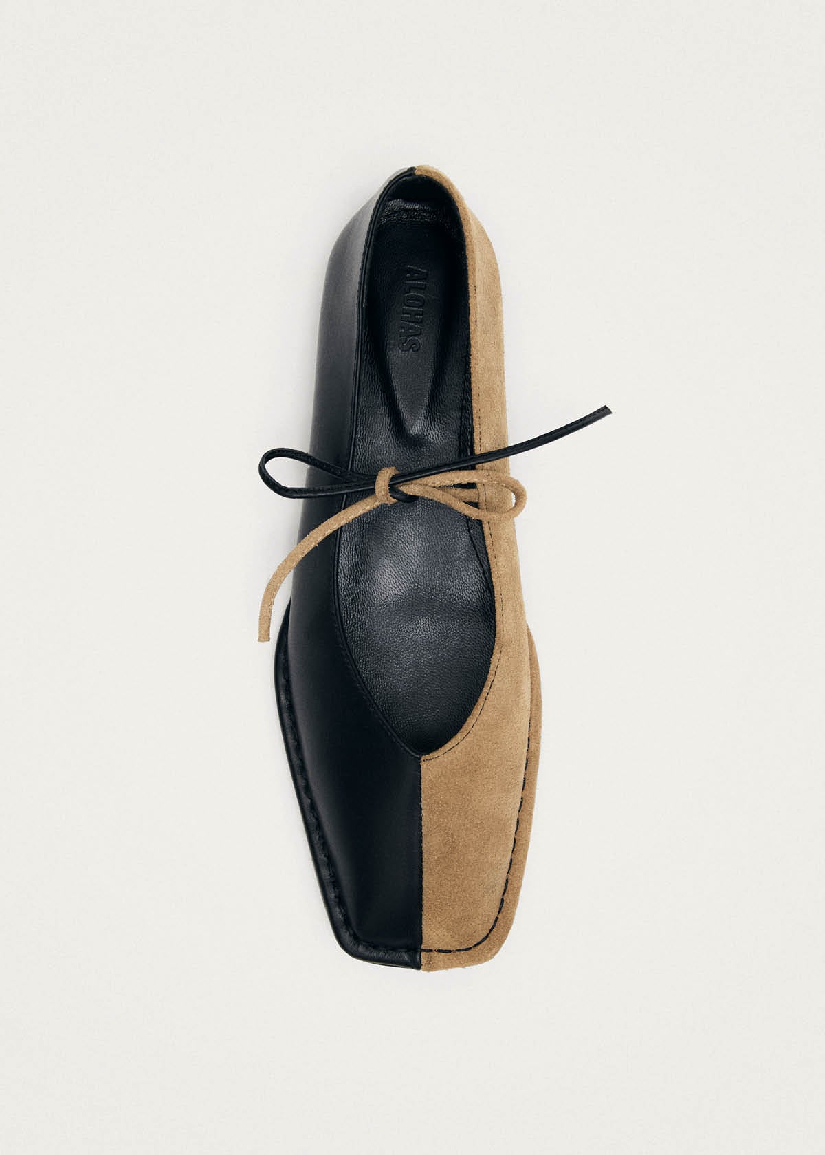 Sway Bicolor Suede Black Beige Leather Ballet Flats