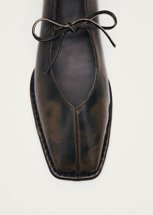 Sway Bailarinas de Cuero Color Marrón con Efecto Vintage-image