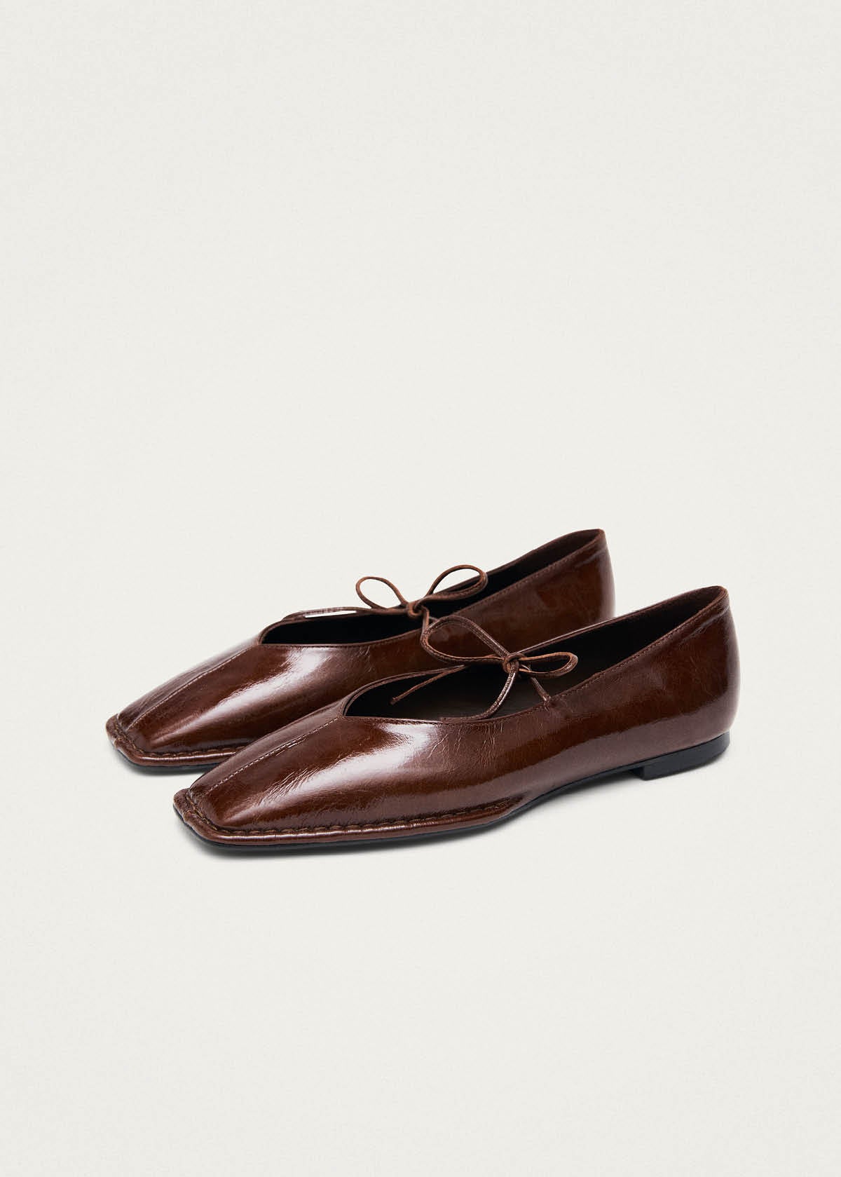 Sway Patent Brown Leather Ballet Flats | ALOHAS Sway Patent Brown Leather Ballet Flats | ALOHAS