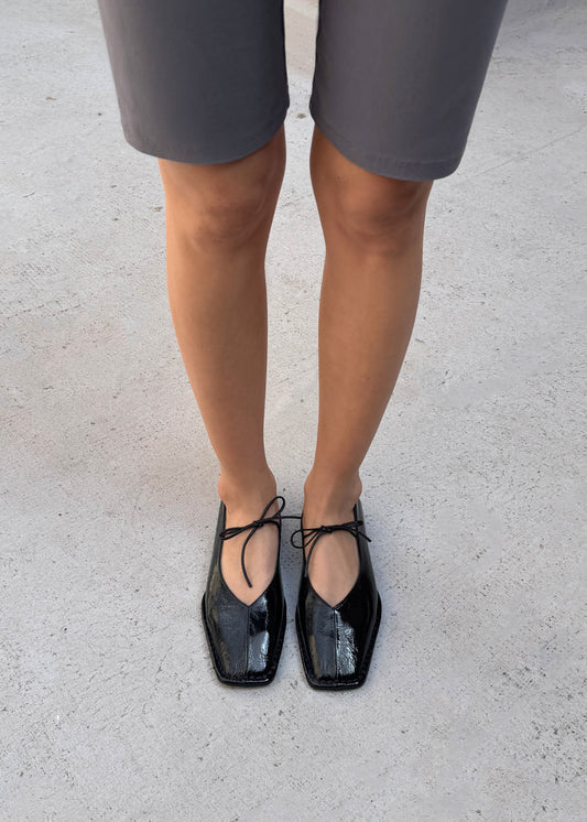 Ballerines Sway en cuir noir breveté-image