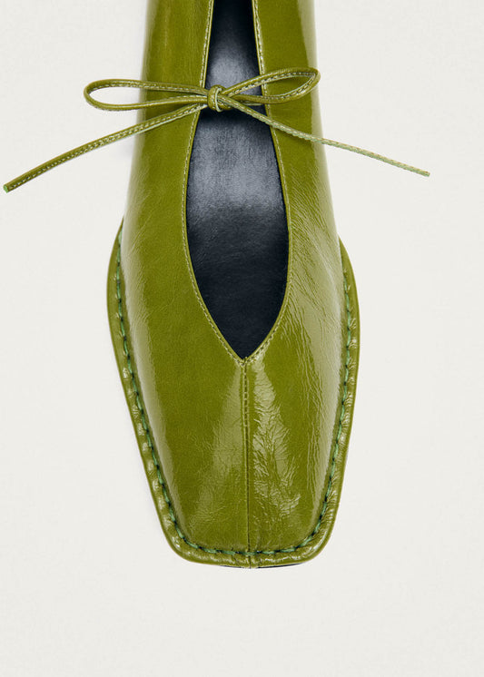 Ballerines en cuir vert breveté Sway-image