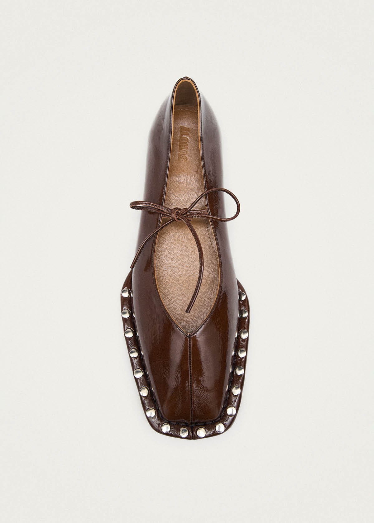 Sway Studs Ballerines en Cuir Verni Marron
