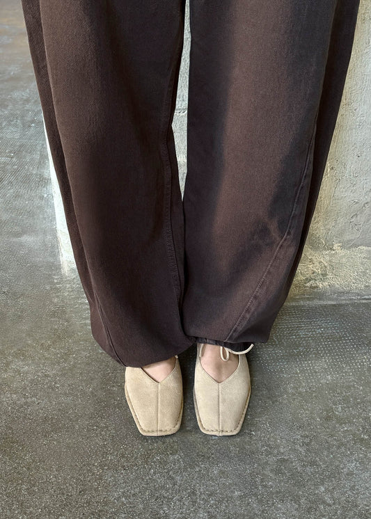 Sway Recycled Taupe Leather Ballet Flats-image