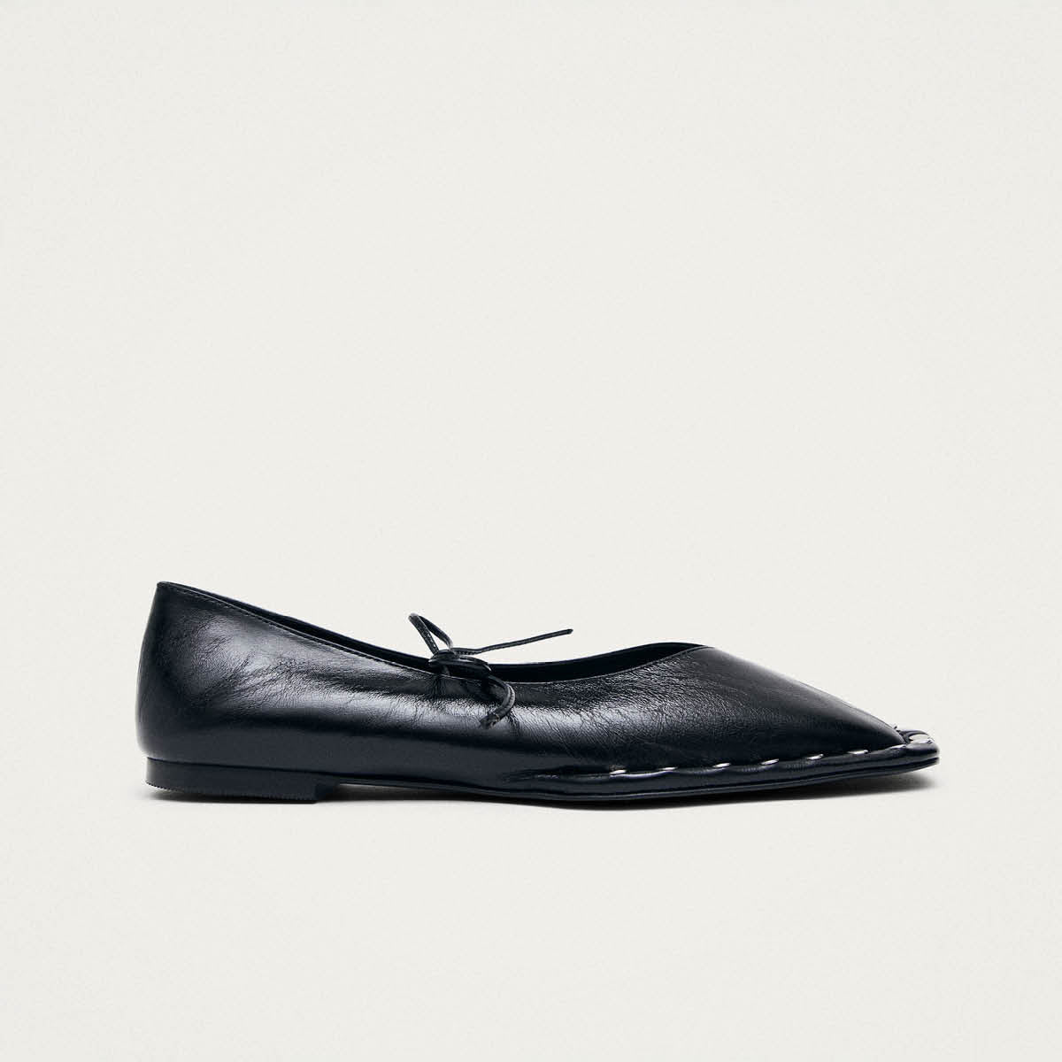 Sway Studs Rift Black Leather Ballet Flats