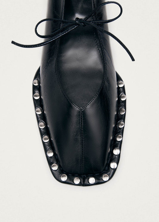 Sway Studs Rift Black Leather Ballet Flats-image