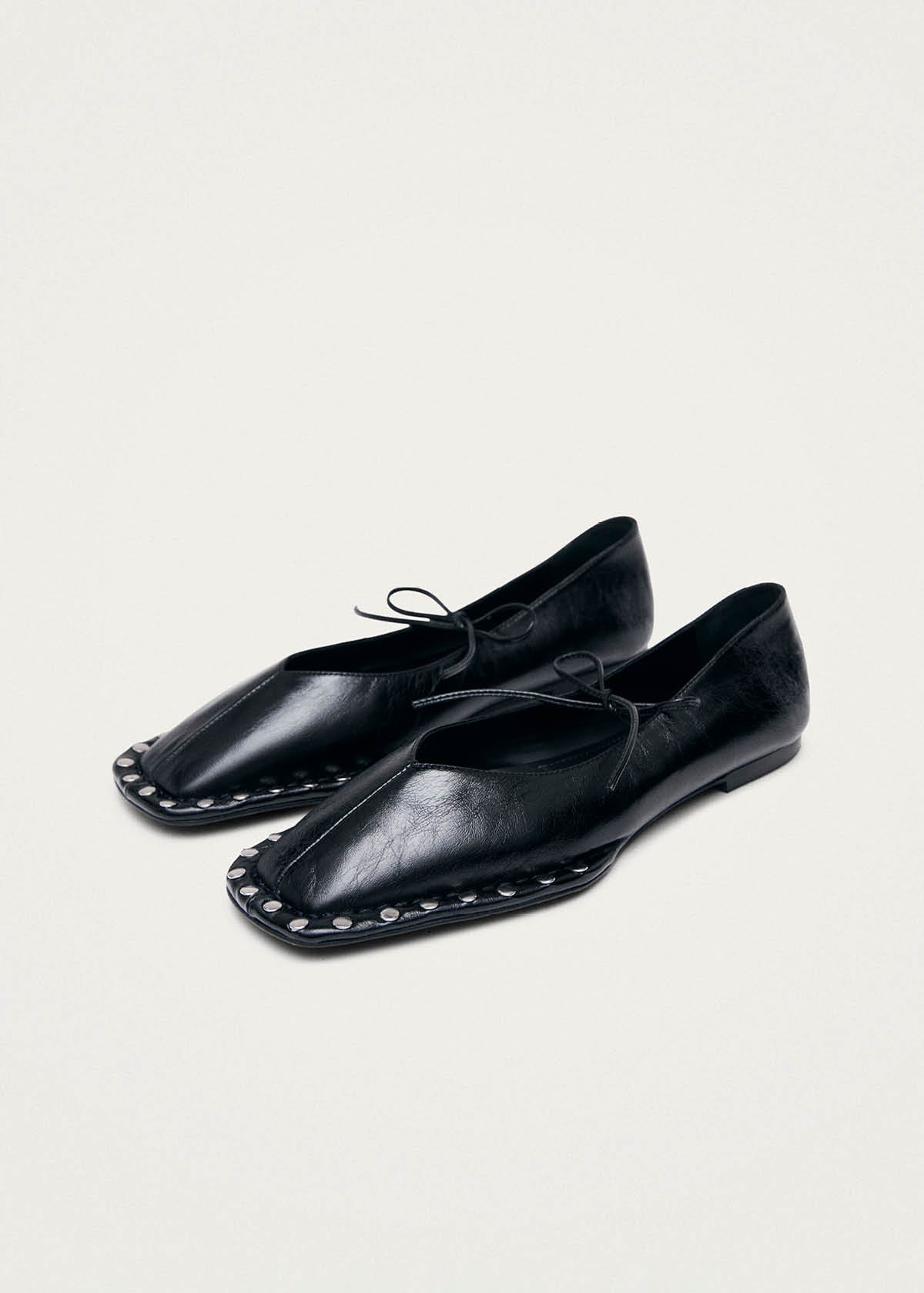 Sway Studs Rift Black Leather Ballet Flats