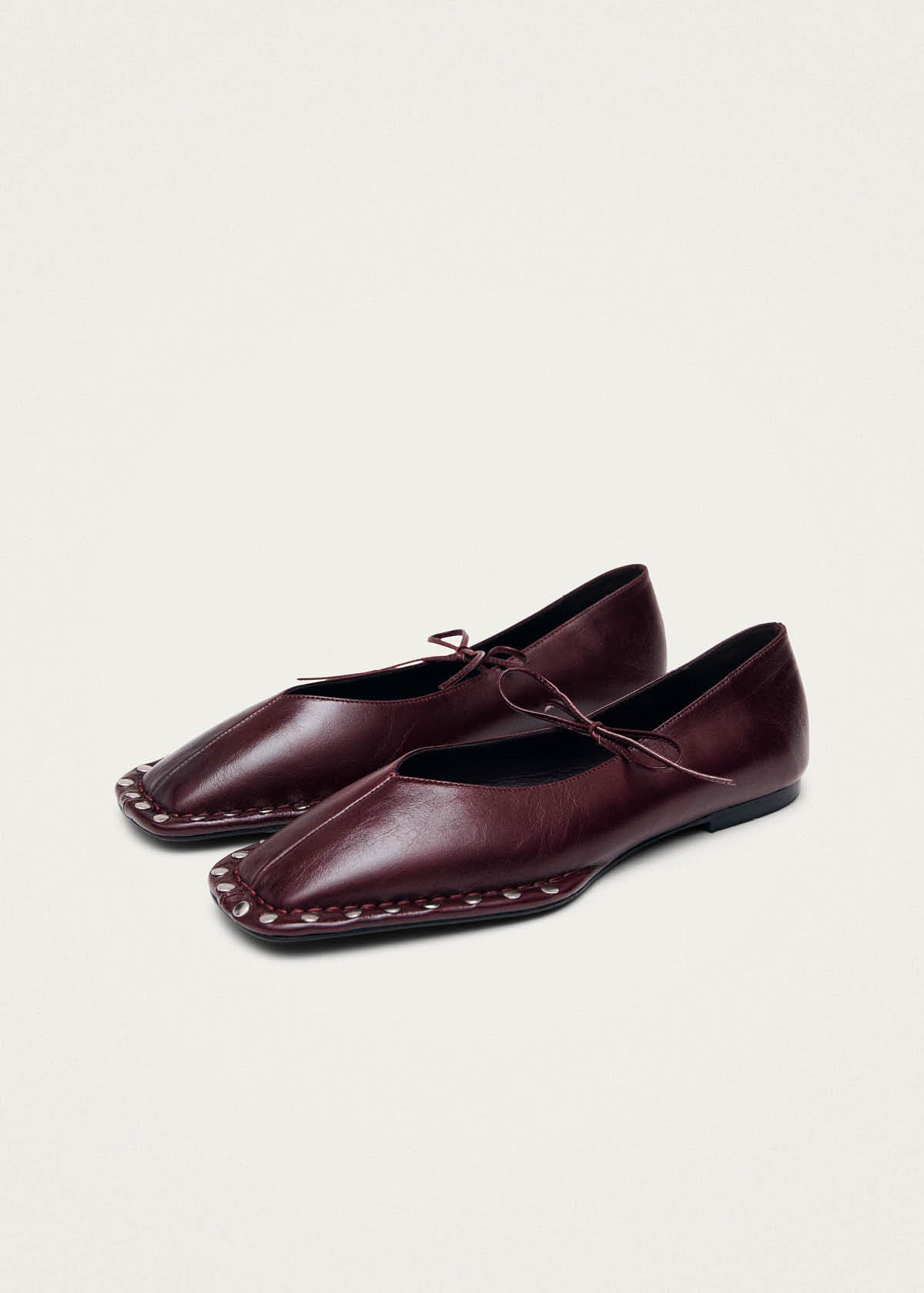 Sway Studs Rift Burgundy Leather Ballet Flats