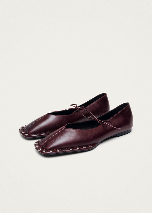 Sway Studs Rift Burgundy Leather Ballet Flats-image