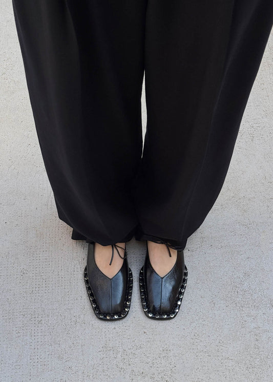 Sway Studs Rift Black Leather Ballet Flats-image