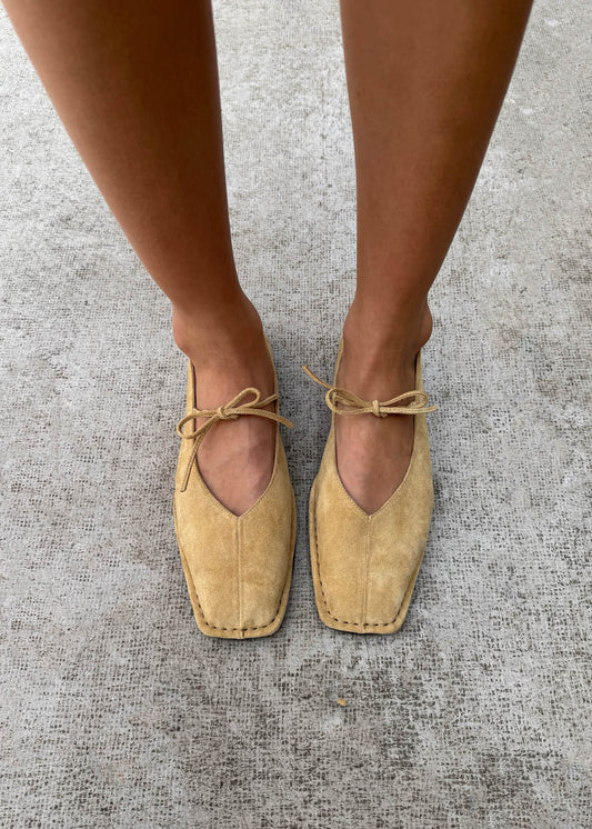 Ballerines en cuir beige suédé Sway-image