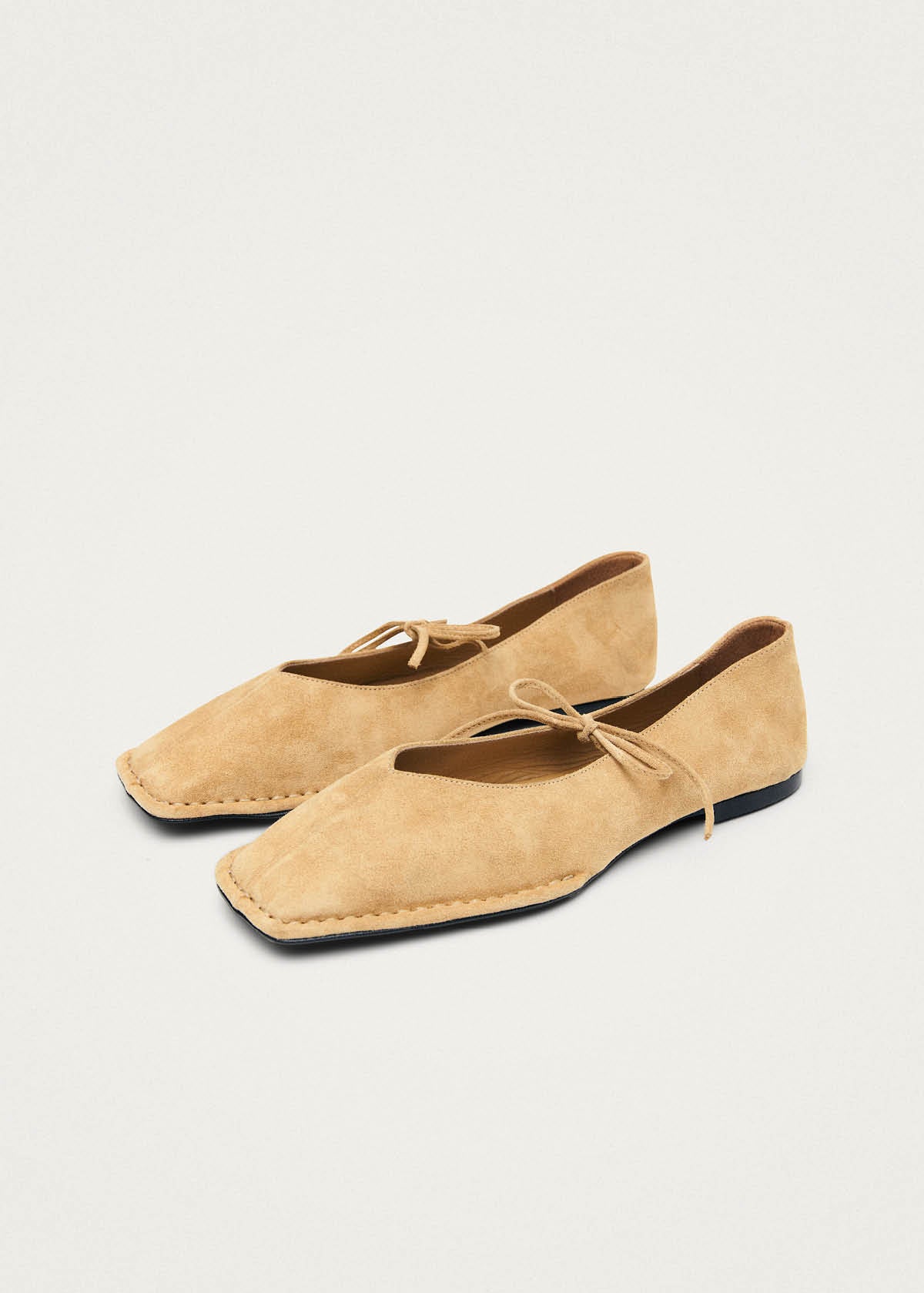 Ballerines en cuir beige suédé Sway