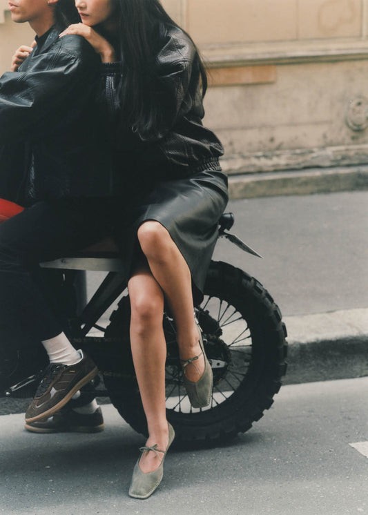 Sway Ballerine in Pelle Scamosciata Color Khaki-image