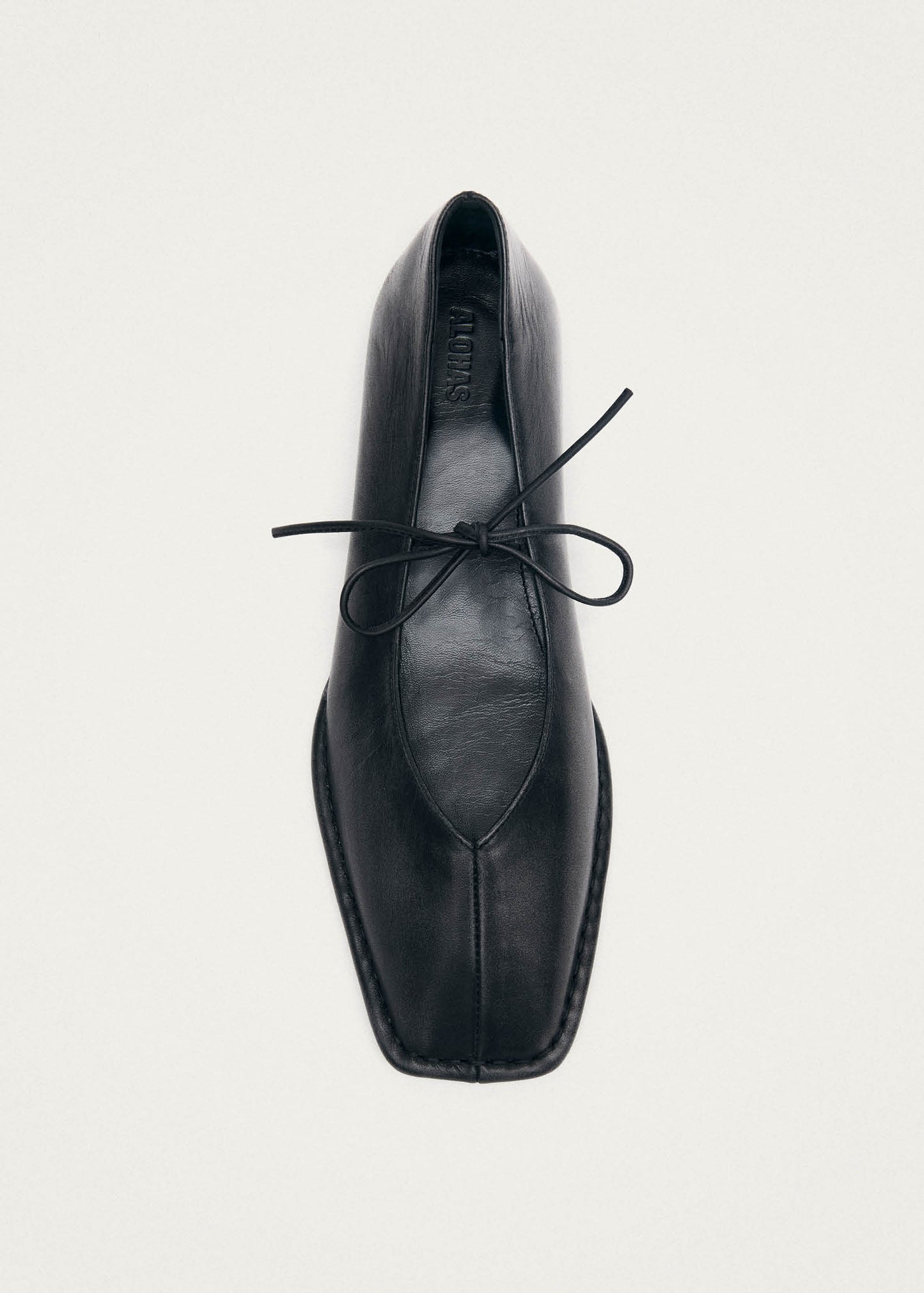 Sway Vintage Effect Black Leather Ballet Flats