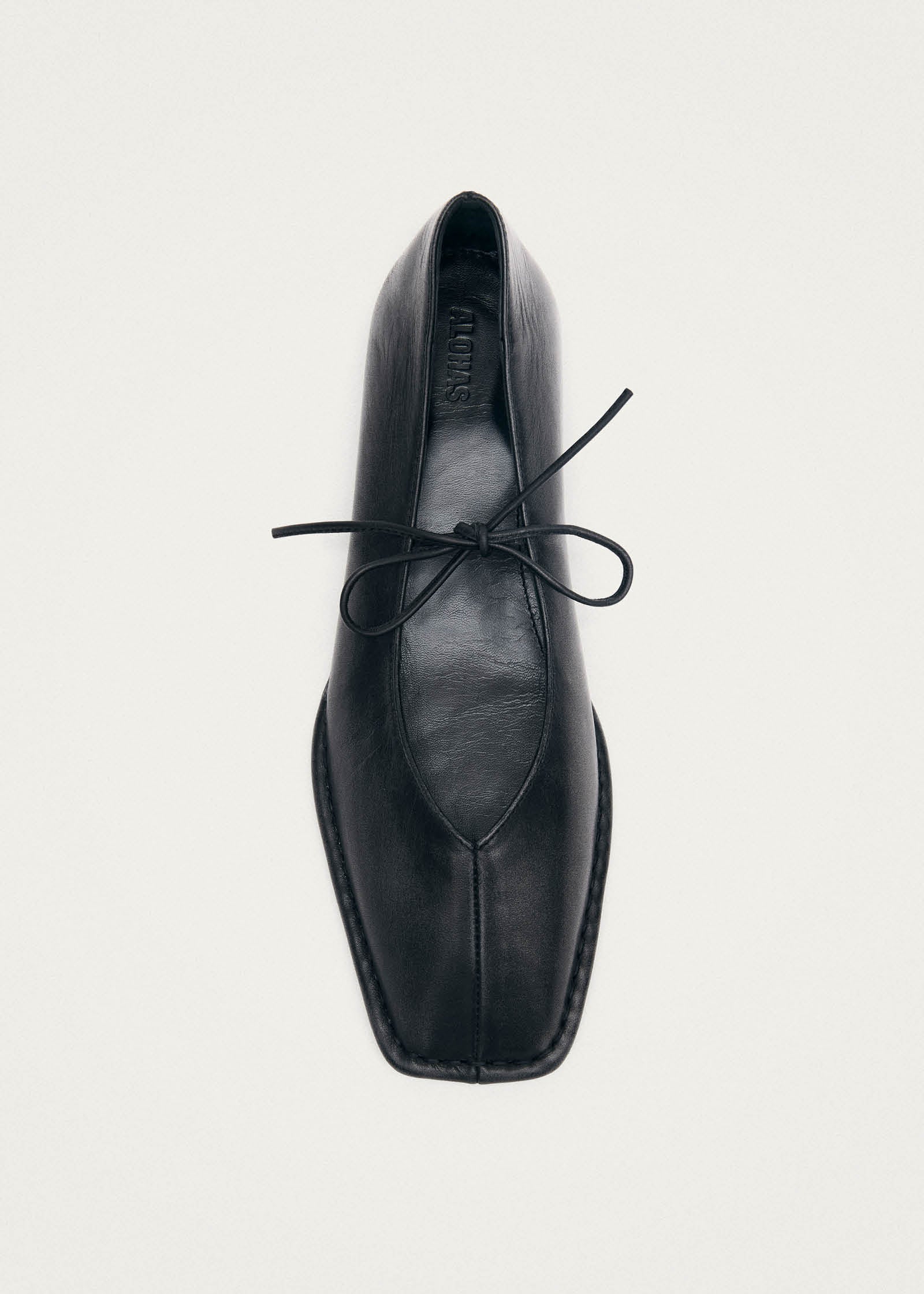 Sway Vintage Effect Black Leather Ballet Flats