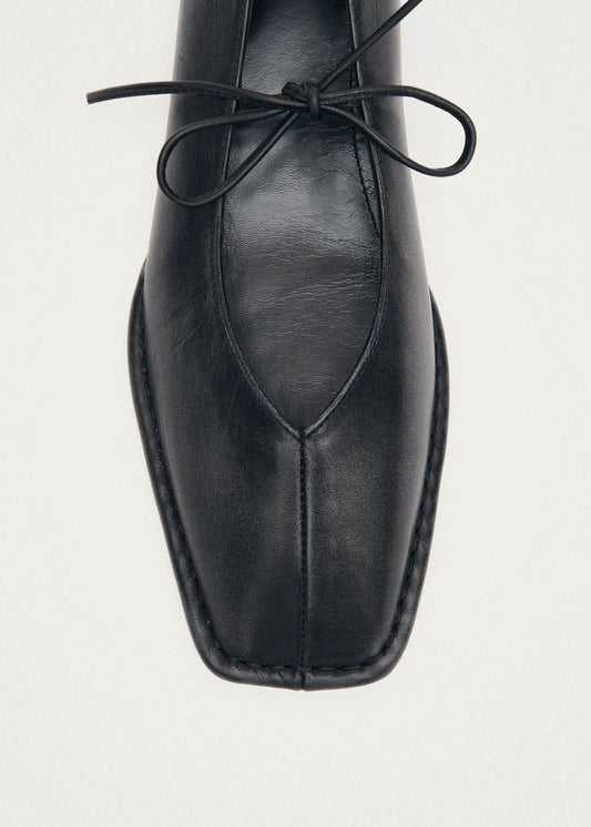 Sway Vintage Effect Black Leather Ballet Flats-image
