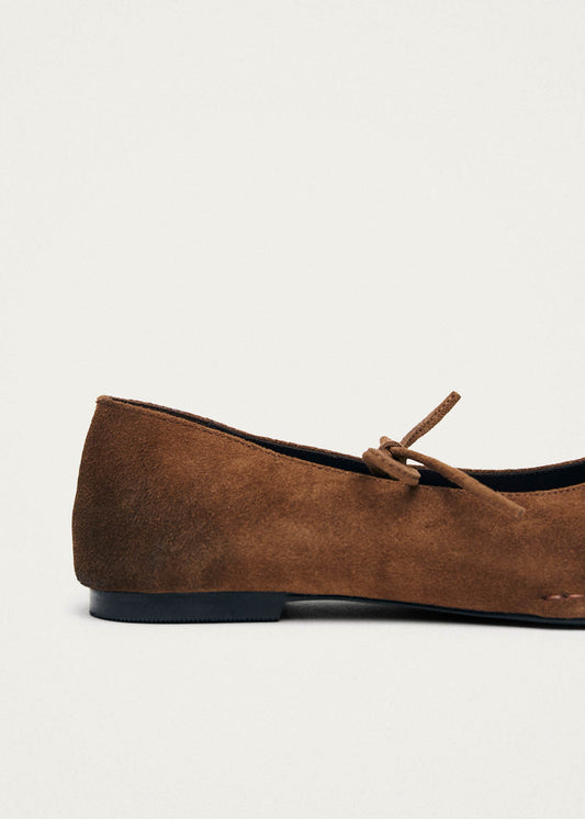 Ballerines en cuir marron suédé effet vintage Sway-image