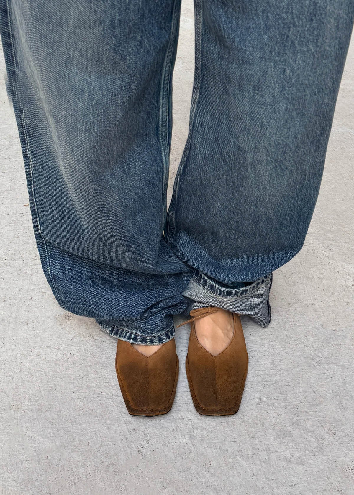 Sway Vintage Effekt Wildleder Braun Leder Ballerinas