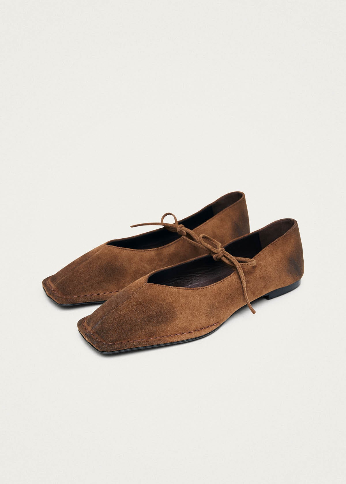 Sway Vintage Effekt Wildleder Braun Leder Ballerinas