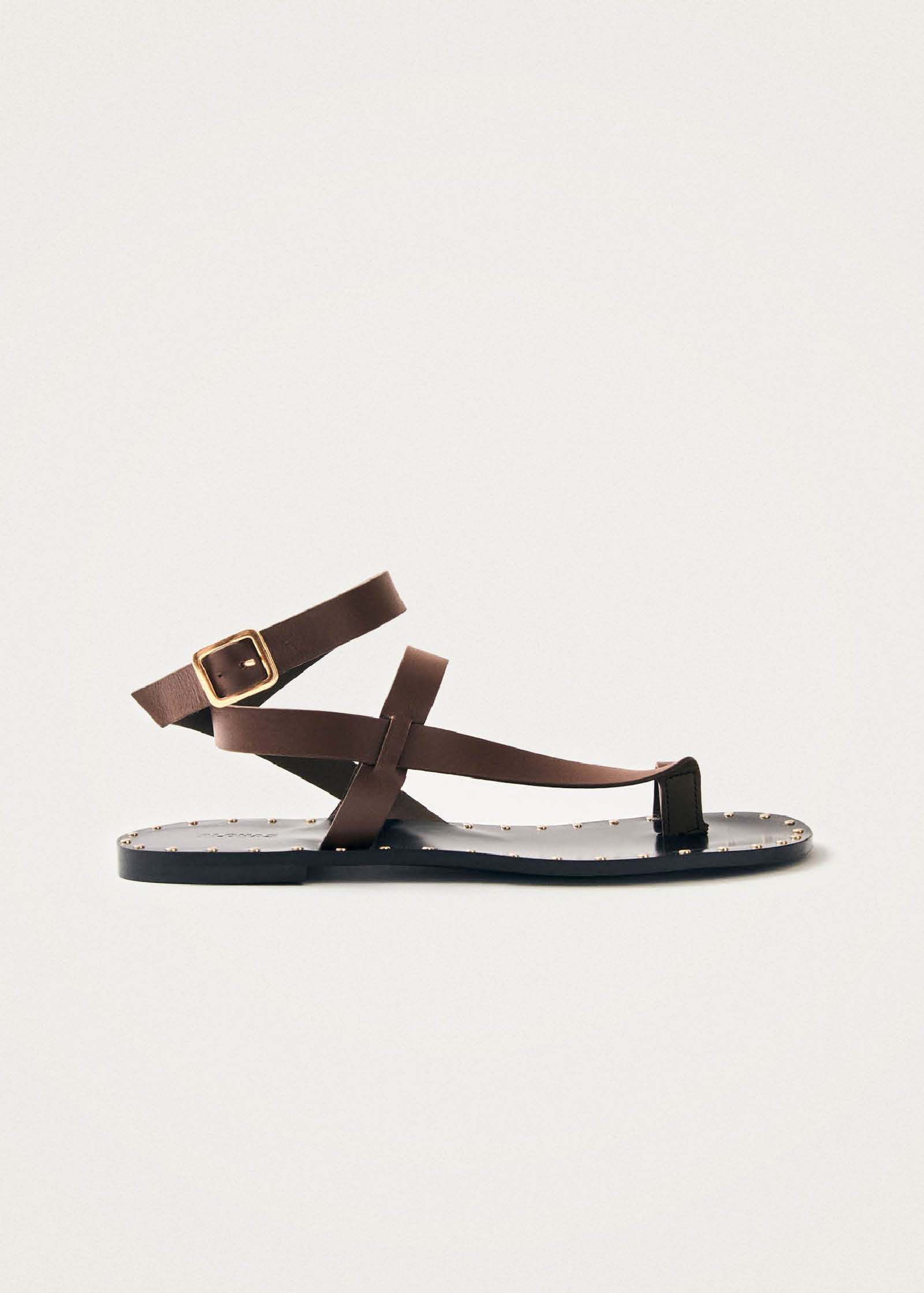 LE SILLA Brown Calf Leather Bos Taurus Flat Sandals