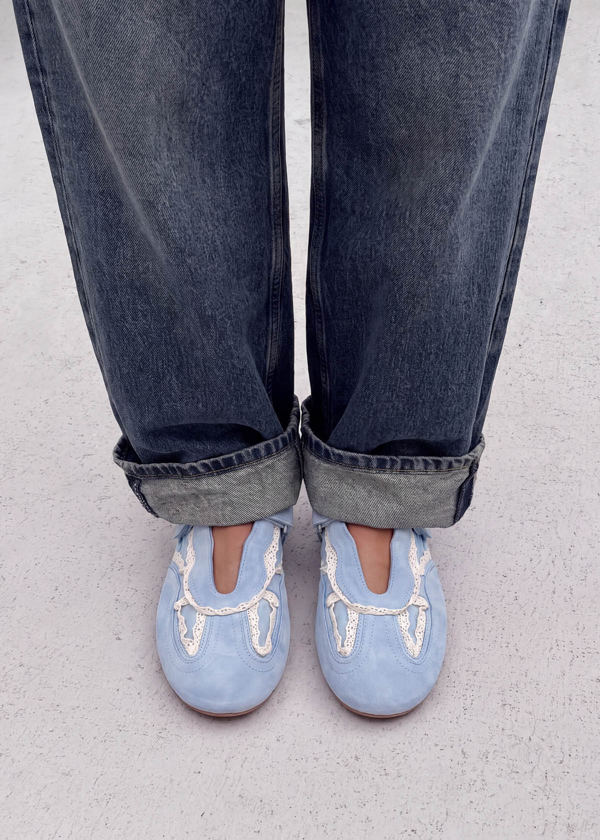 Tb.027 Meryl Crochet Sky Blue Leather Sneakers