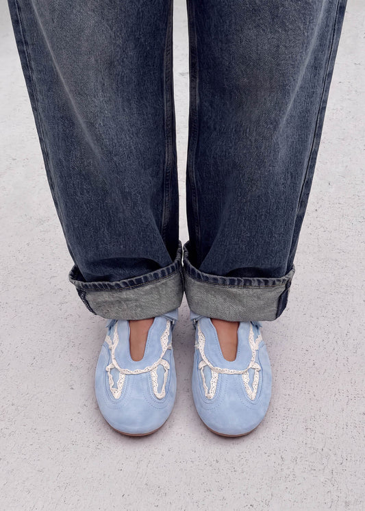 Zapatillas de cuero azul cielo Tb.027 Meryl Crochet-image