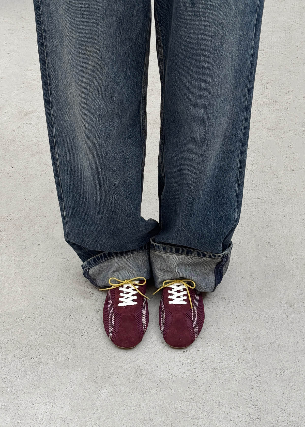 Tb.267 Welle Mesh Burgundy Leather Sneakers