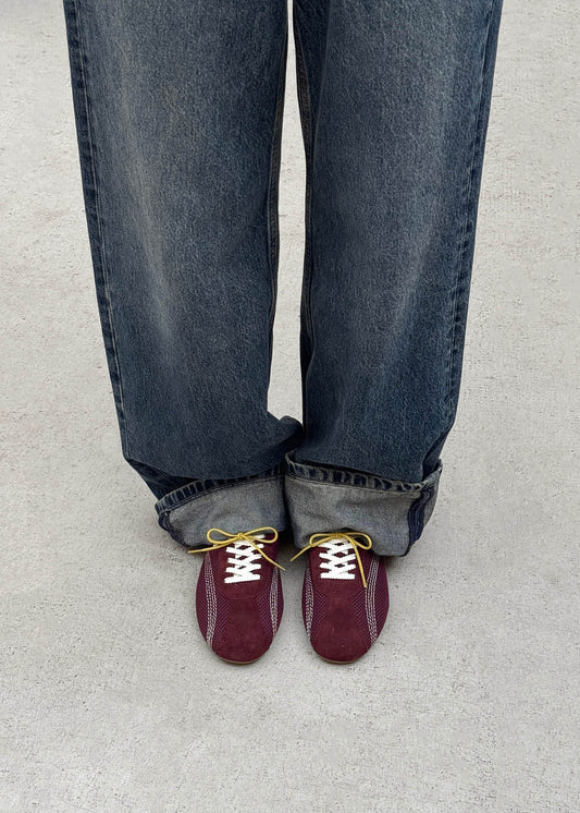 Tb.267 Welle Mesh Burgundy Leather Sneakers-image