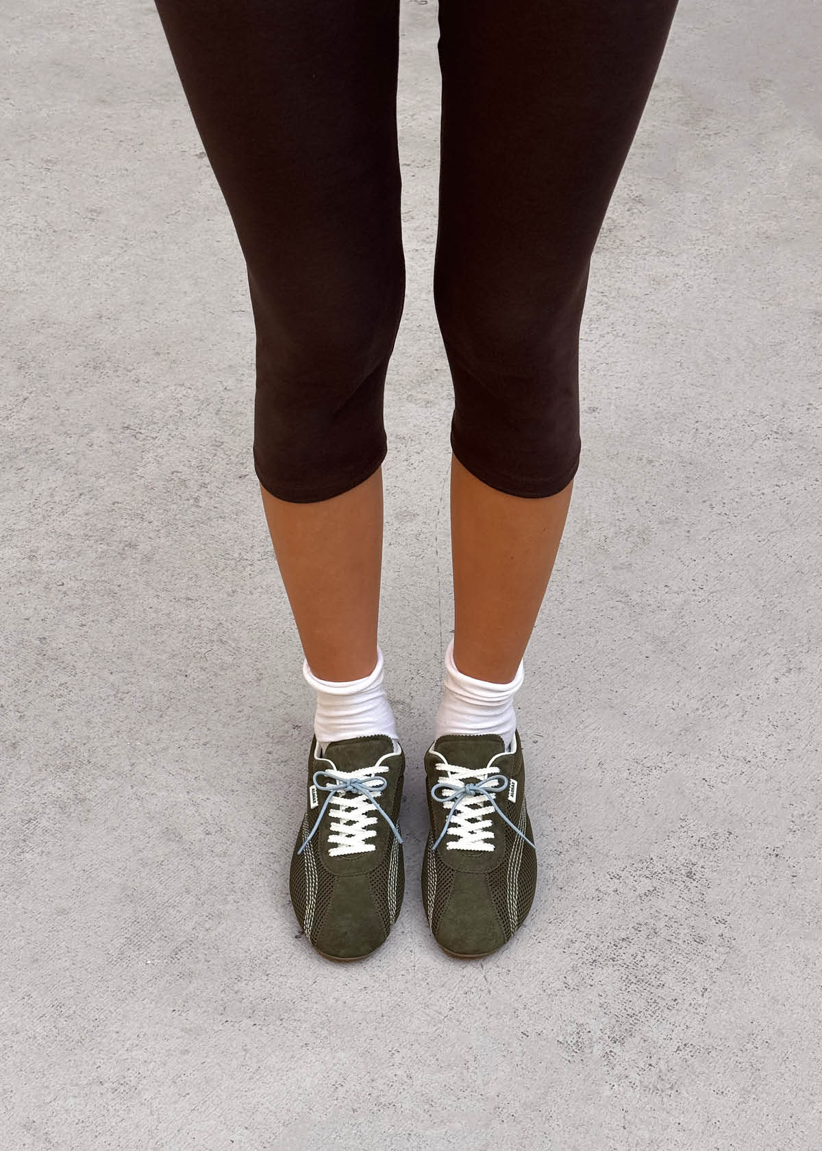 Tb.267 Welle Mesh Baskets en cuir vert olive