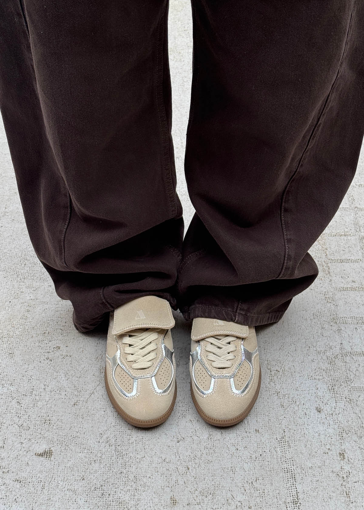 Tb.490 Club Rife Zapatillas de Cuero Beige Brillante