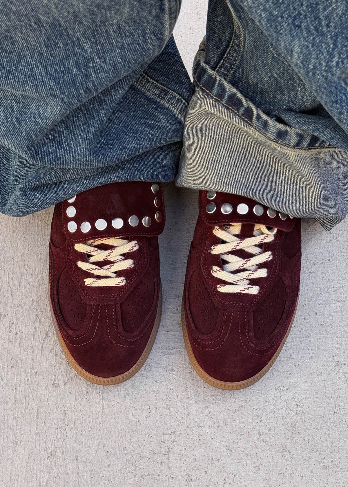 Baskets en cuir suédé bordeaux Tb.490 Club Studs