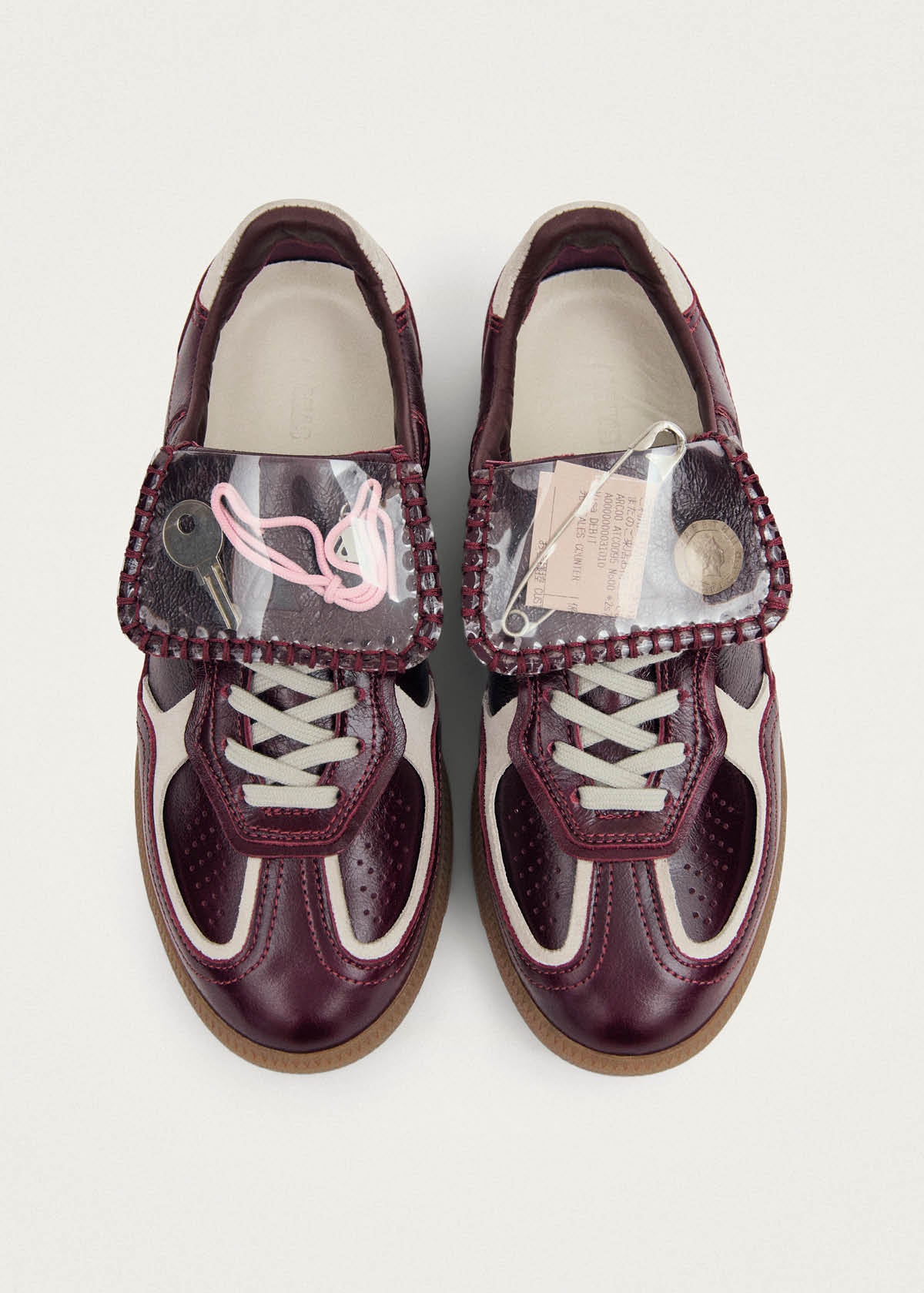 Zapatillas de cuero burdeos Club Vinyl Tb.490