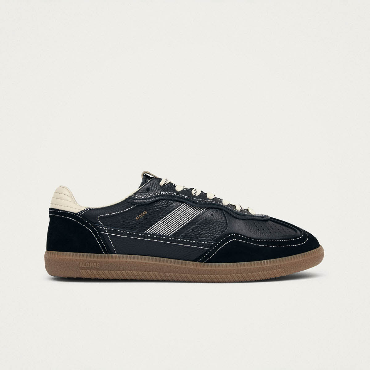 Tb.490 Sneakers in Pelle Nera e Color Crema con Effetto Grana