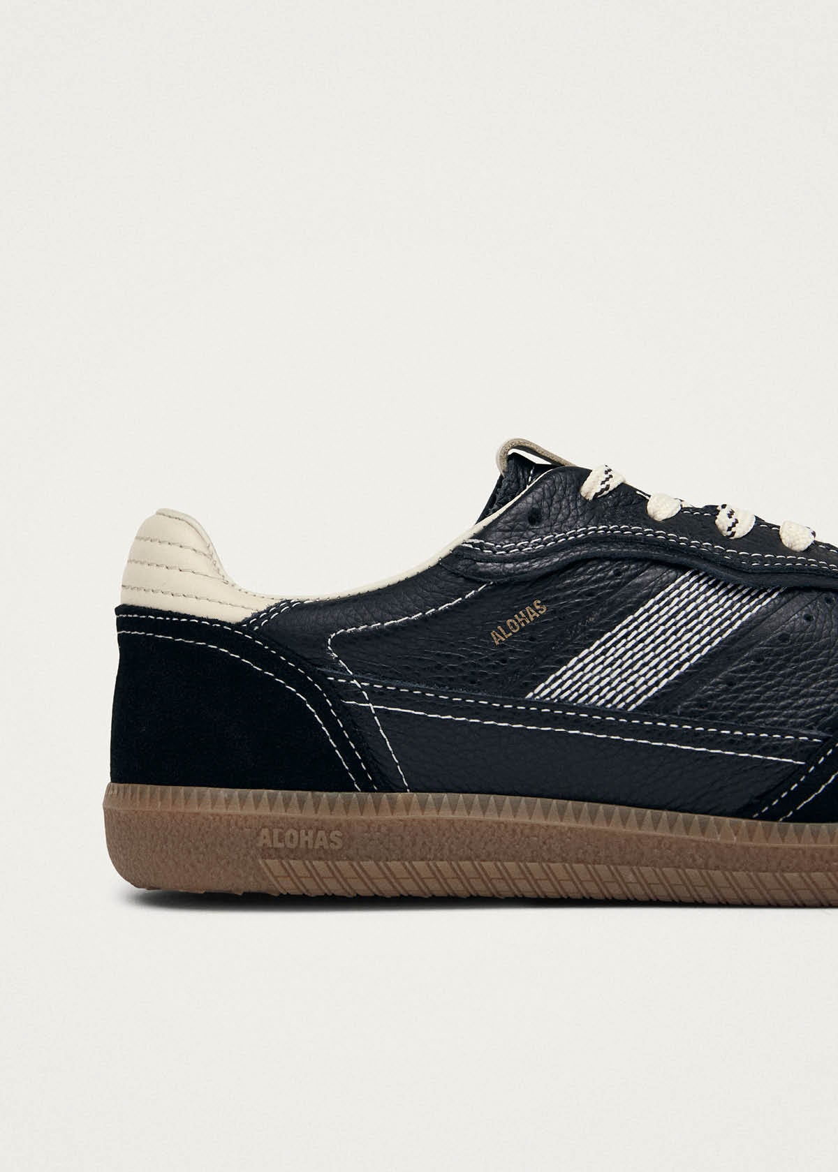 Tb.490 Rife Grain Black & Cream Leather Sneakers | ALOHAS