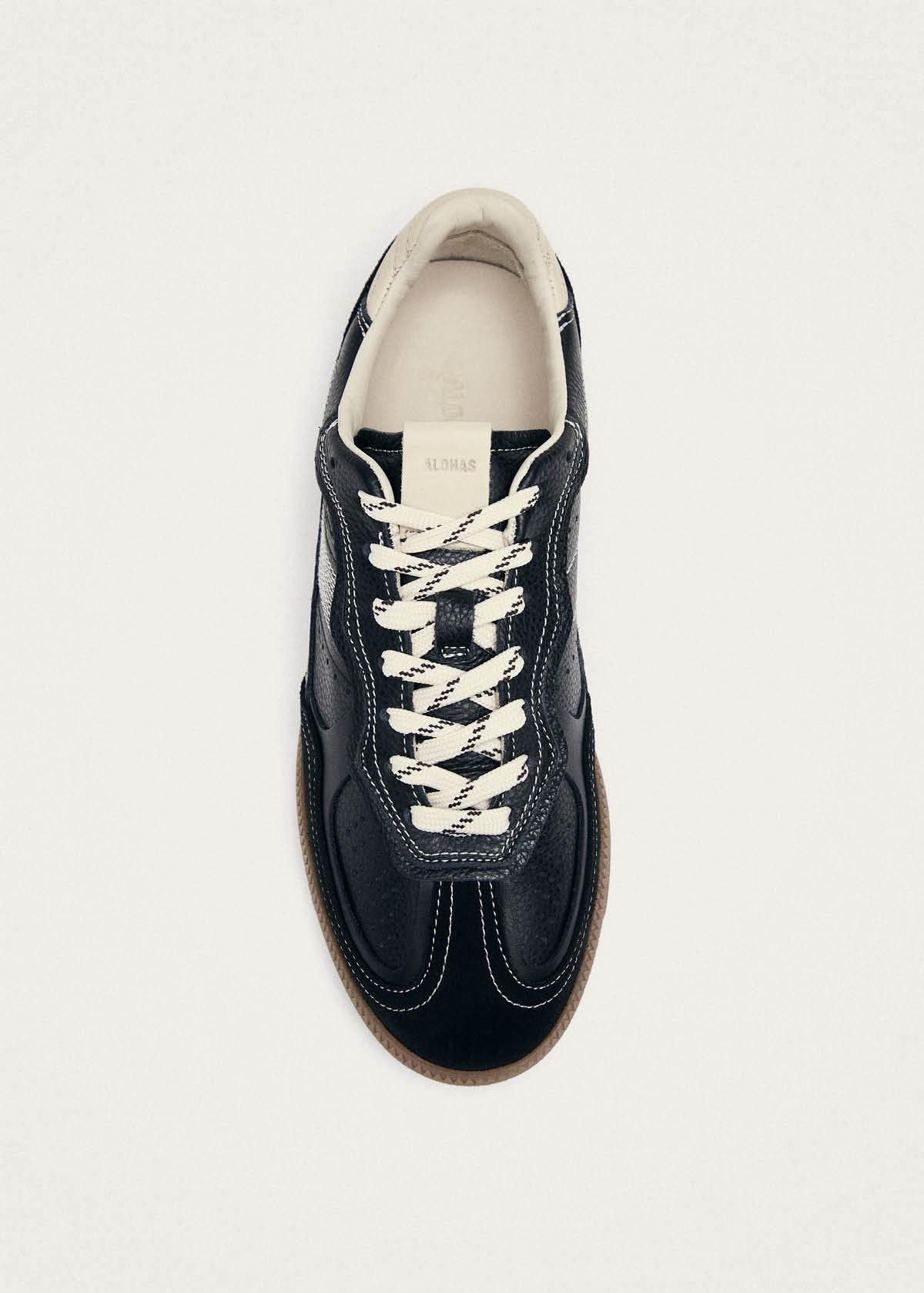 Tb.490 Sneakers in Pelle Nera e Color Crema con Effetto Grana