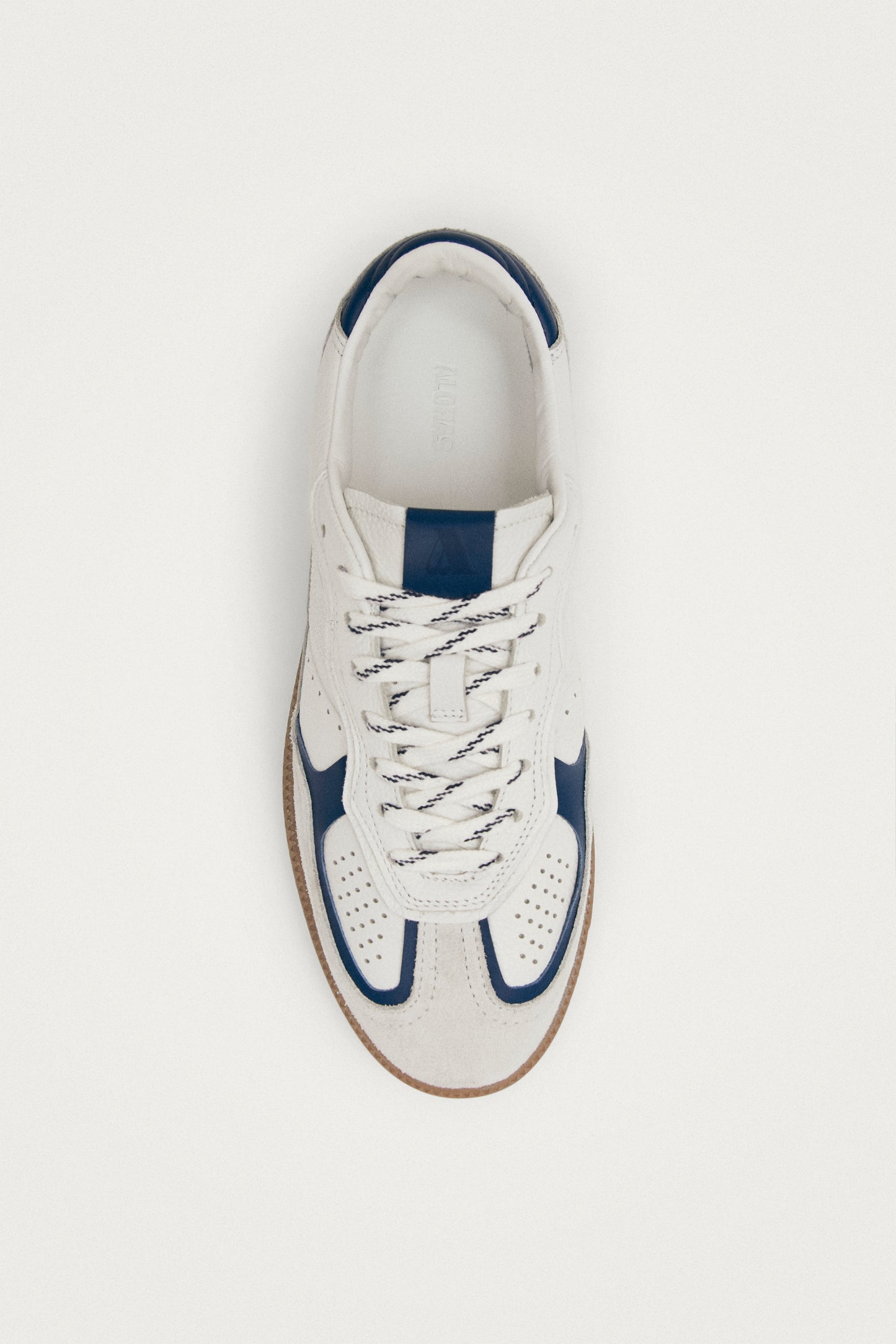 Tb.490 Baskets en Cuir Blanc et Marine Grain